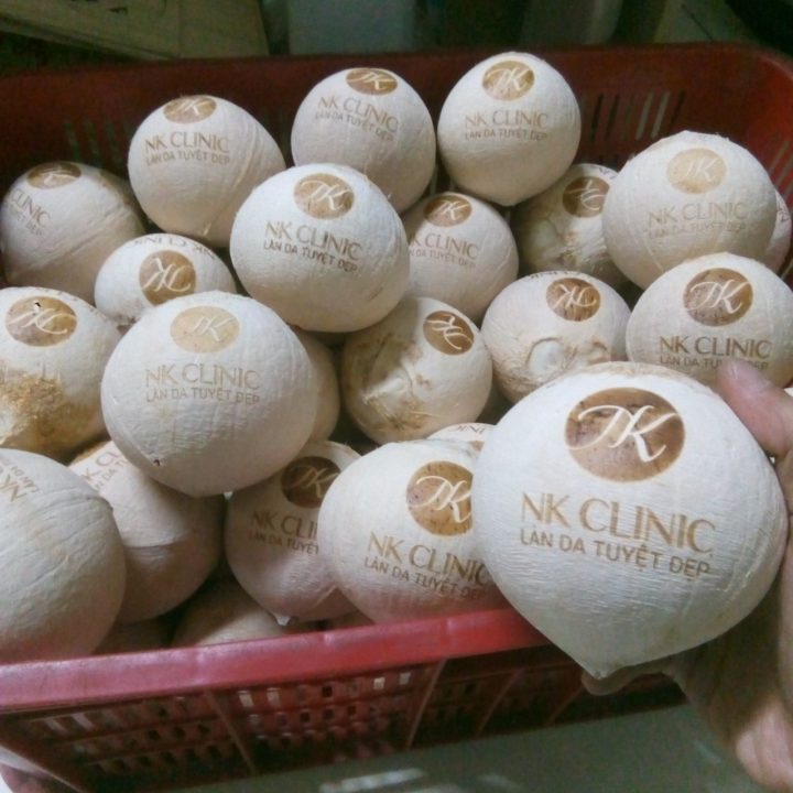 Khắc laser lên trái dừa